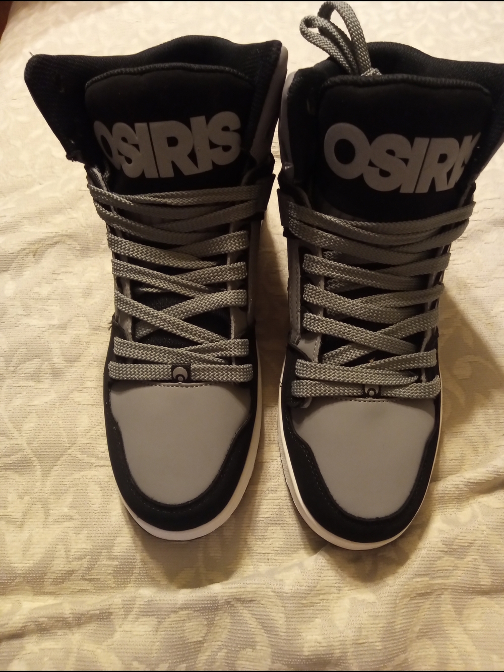 Osiris High-Top Skate Sneakers in Black & Gray with Gray Laces